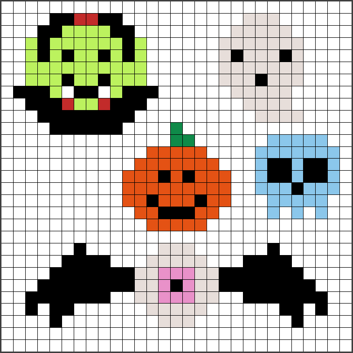 defecto Generalmente Víspera ▷ Patrones Hama Beads Halloween Figuras mini 【Pixel Real 】